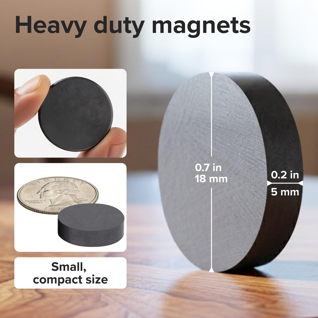 Ultra-Strong Ceramic Round Magnets (0.7x0.2/18x5mm, 100 pcs) - Heavy Duty Magnets, Non-Corrosive, High Thermal Resistance, Versatile for Home, Office, Workshop, Whiteboard, Fridge and Hobby Use