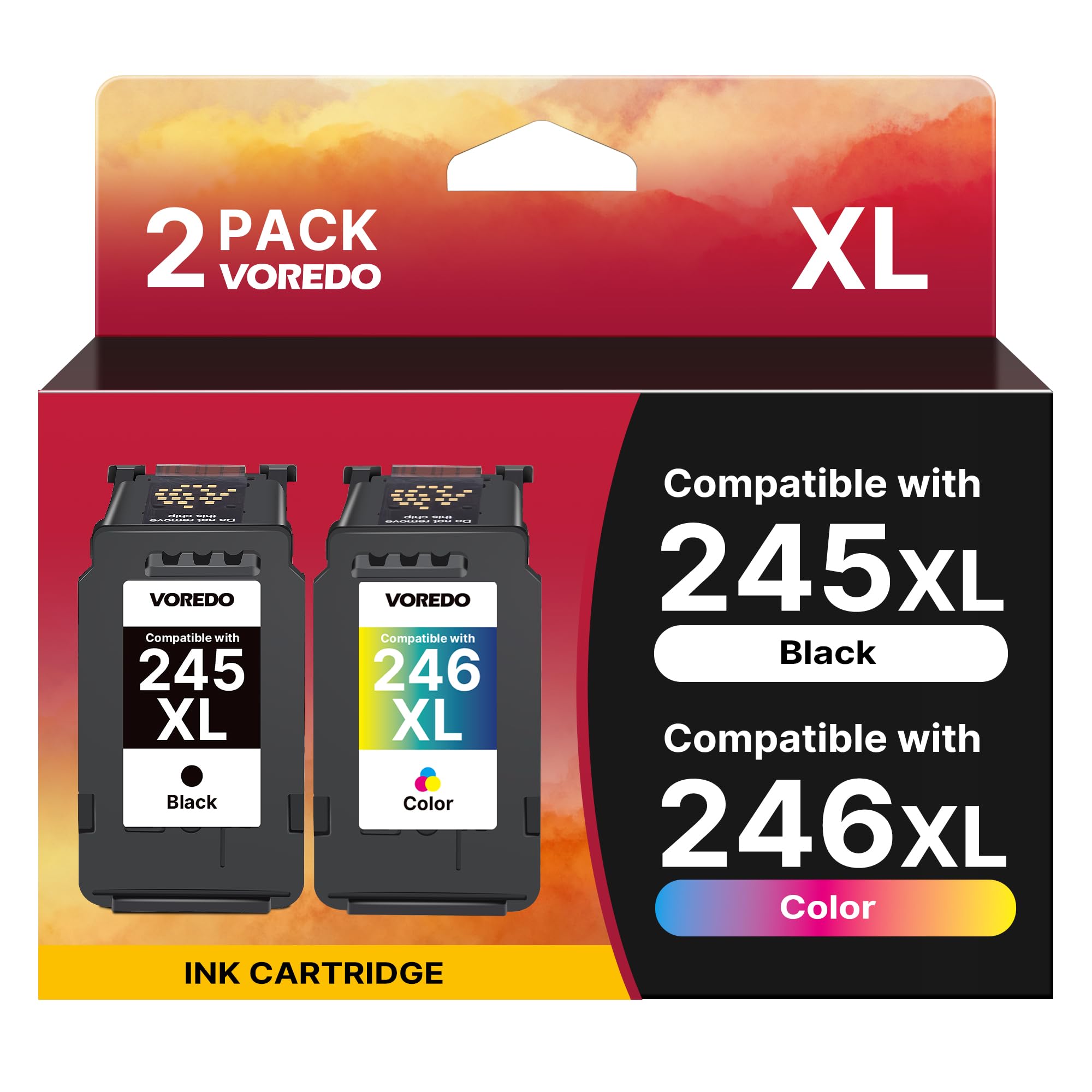 245 246 XL Compatible for Ink 245 246 for 245XL 246XL Ink Cartridge PG245 CL246 PG CL for Pixma MX492 MX490 TS3420 MG3022 MG2522 TR4520 TR4522 TR4527 MG2922 Printer (Black, Color)