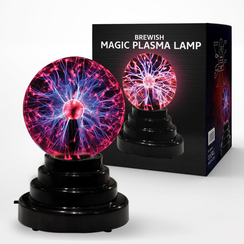 Brewish Plasma Ball Lamp 3 inch Touch Sensitive Novelty Nebula Sphere Globe – USB & Battery Powered Magical Orb Toy Gift for Kids, Men & Women for Birthday, Christmas, Party Celebrations