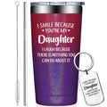 Grifarny Daughter Gifts from Mom, Dad - Mothers Day Gifts for Daughters Adult - Christmas Birthday Gift for Grown Daughters - I Smile Because You are My Daughter Tumbler Cup 20oz