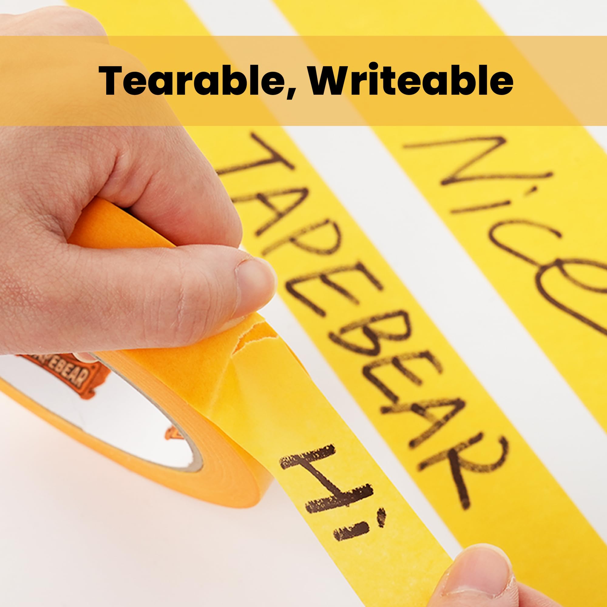 TAPEBEAR Delicate Surface Advanced Masking Tape 0.7" x 55m, Orange Washi Tape Indoor Painters Tape Decorating with No Paint Bleed, Sharp Lines, Surface Damage-Free, Low Tack, 6Rolls