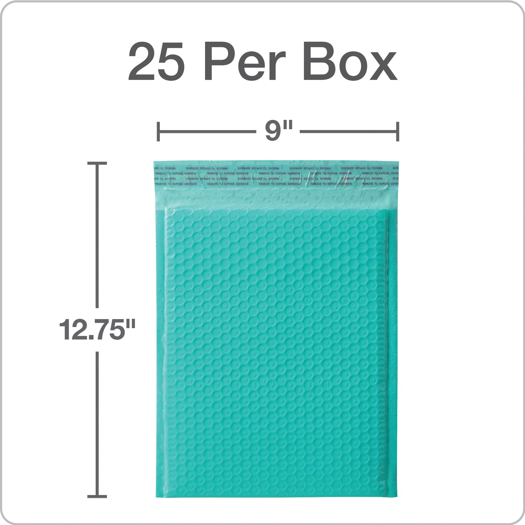 Quality Park Bubble Mailers, 8.25 x 11 Shipping Envelopes, Water Resistant Teal Poly Padded Envelopes, Redi-Strip Peel Off Closure, 25/Box