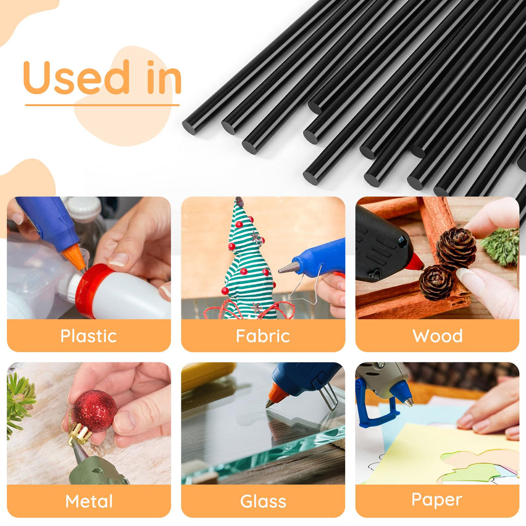 ENPOINT Black Hot Glue Sticks Full Size, 8" Long x 0.43" Dia Hot Melt Glue Sticks Bulk, Adhesive for Crafting DIY Art School Gluing Project Repair Sealing, 36 Pack
