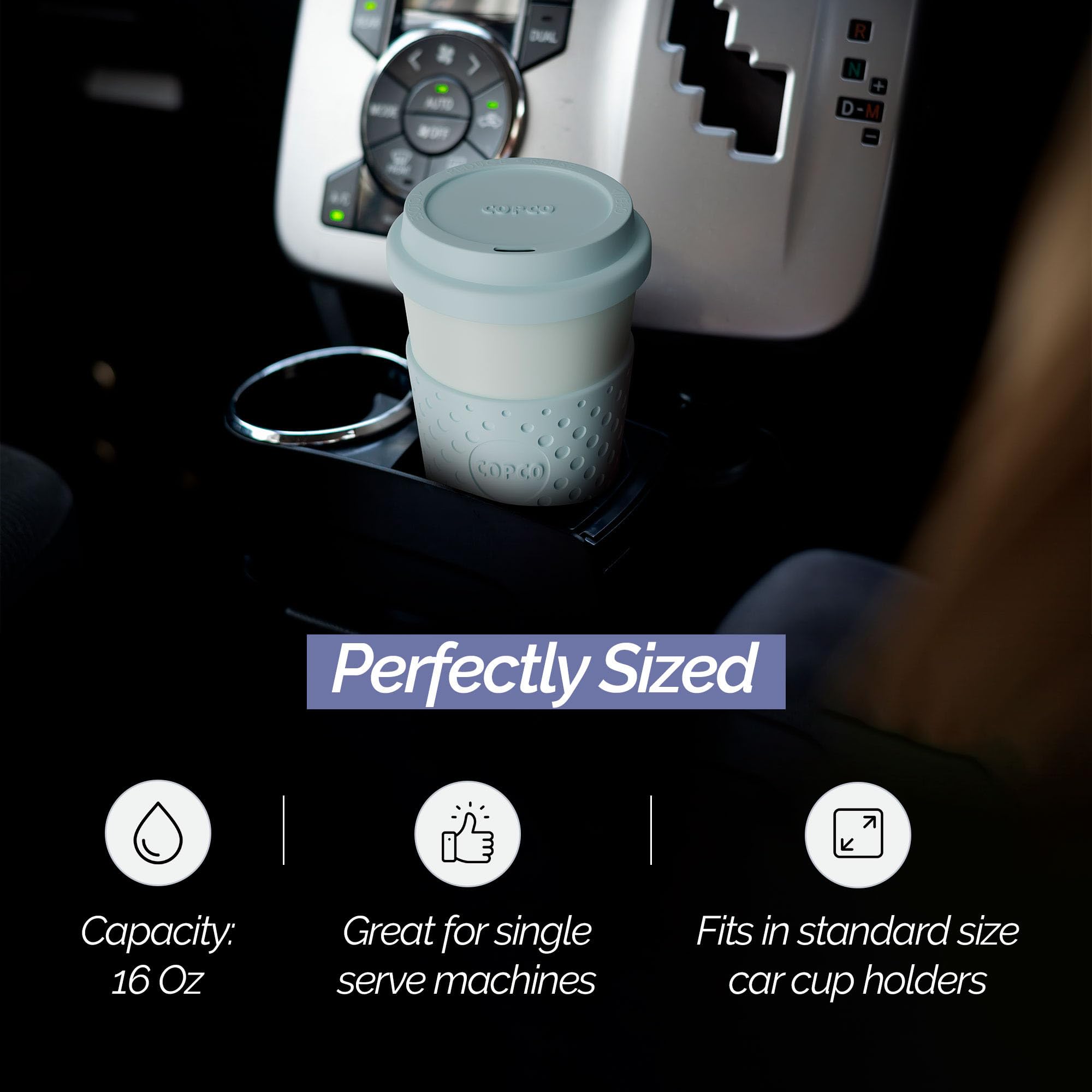 Copco Acadia 16oz Travel Mug with Lid, Set of 2 Double Wall Insulated Tumbler, Non-Slip Sleeve and BPA-Free - Microwave & Dishwasher Safe, Reusable Plastic To Go Travel Coffee Mug (Purple/Teal)