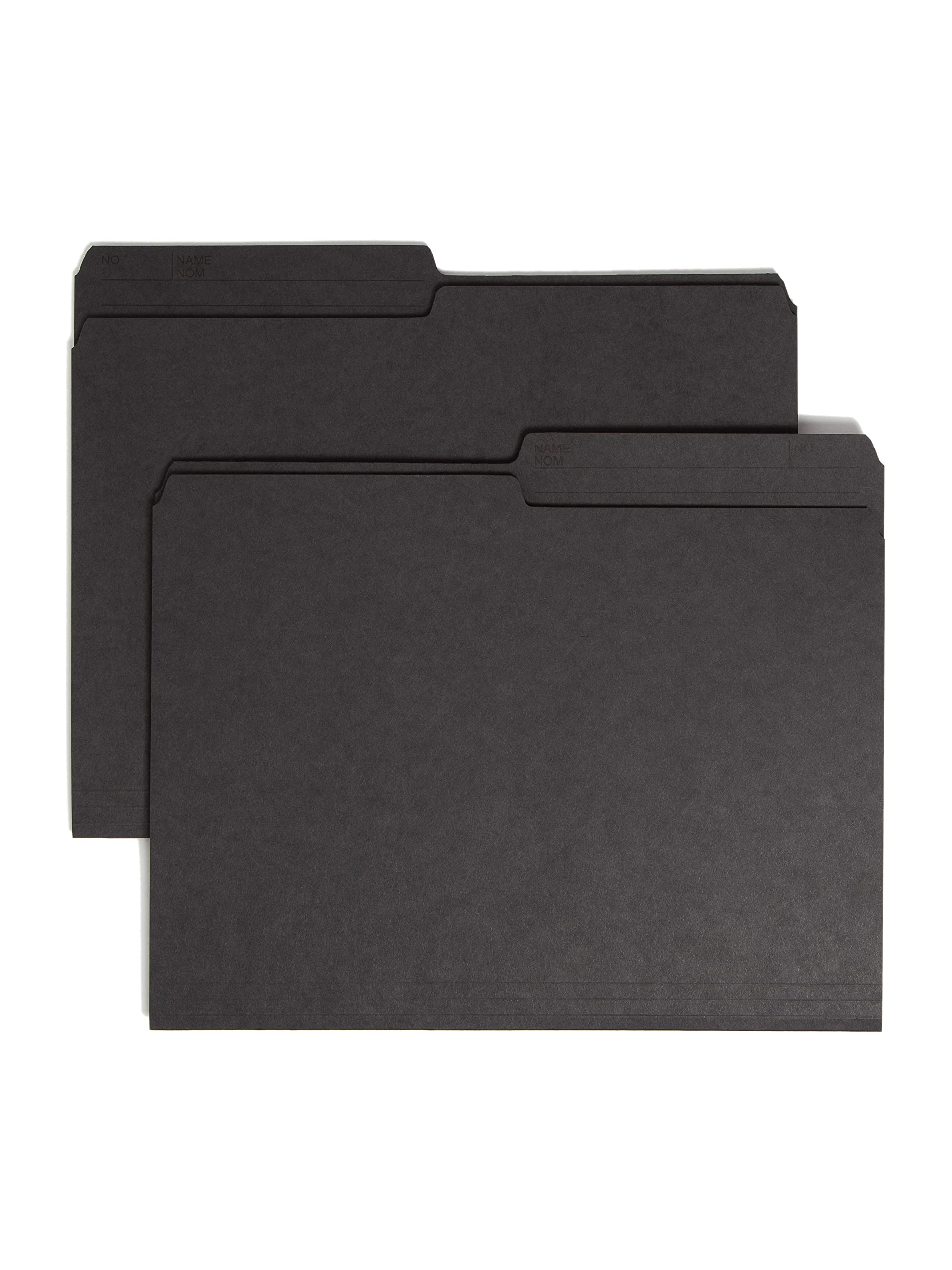 Smead 10364 File Folder, Letter, 1/2-Cut, 2 Reversible Tab, Black, 100 Per Box