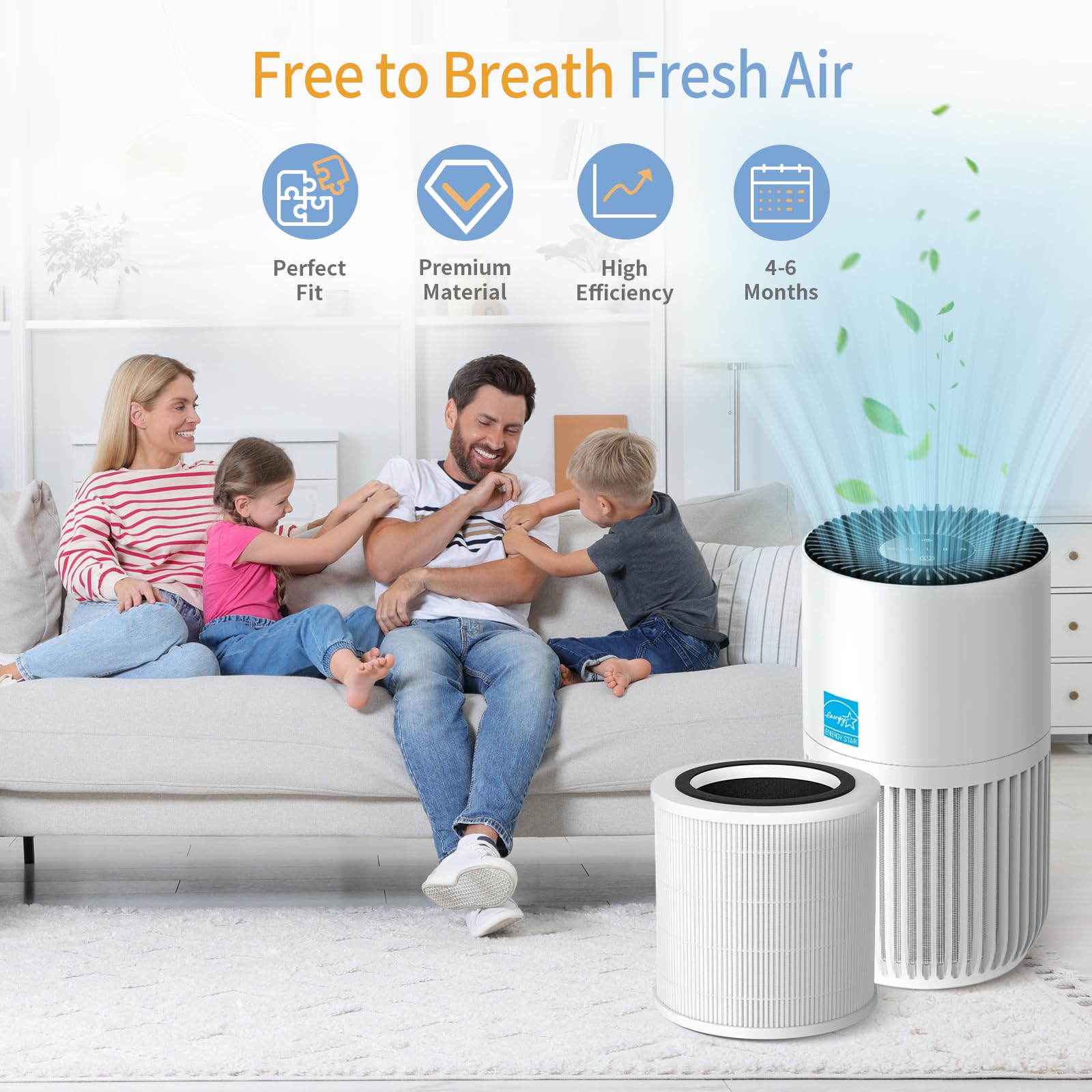 SAKEGDY H7126 Filter Replacement, Compatible with GoveeLife H7126 Mini Air Purifier, 3-in-1 Filtration H13 True HEPA Filter, 2 Pack.