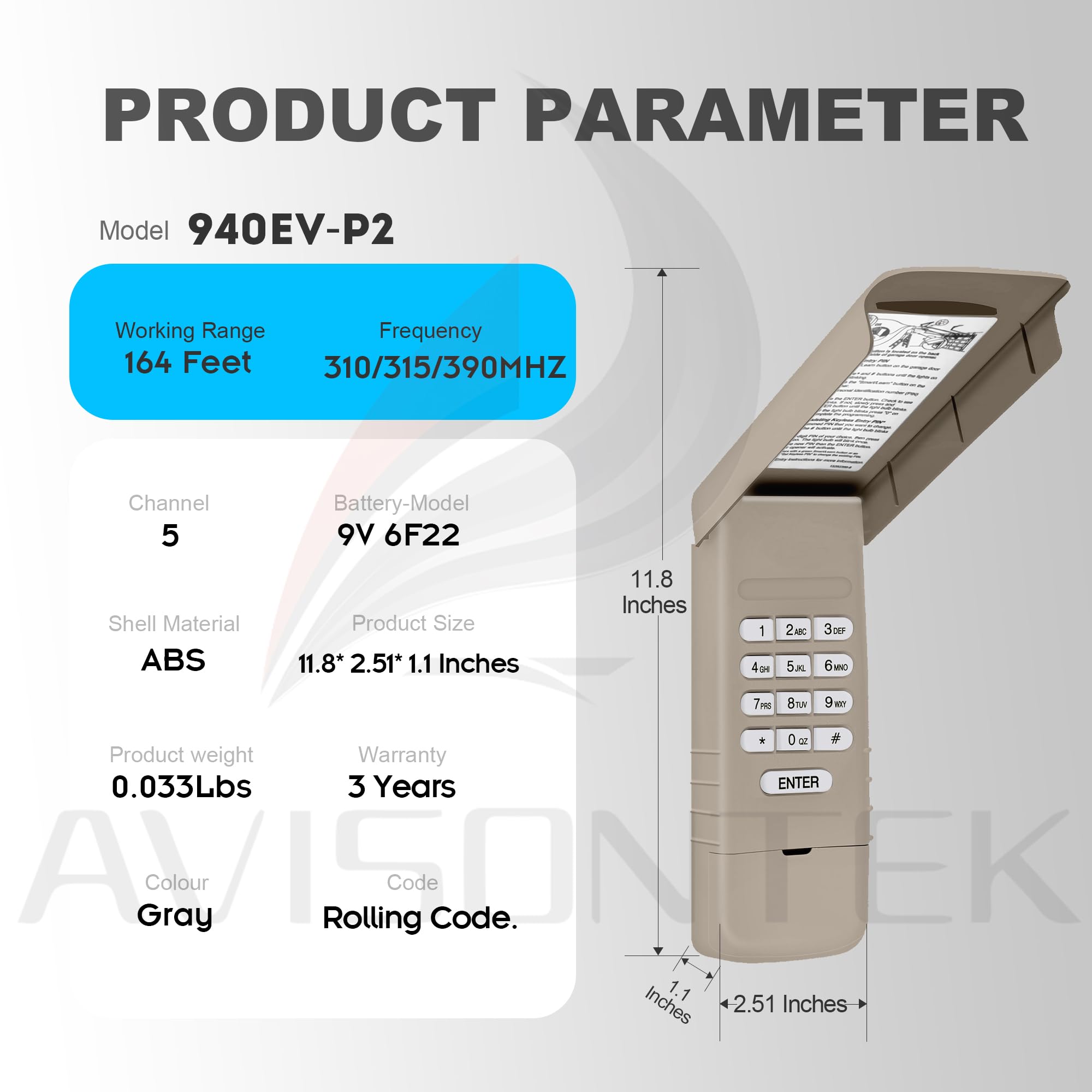 940EV-P2 940ESTD Universal Chamberlain LiftMaster Craftsman Garage Door Keypad【3 Year Warranty】