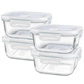 Glass Container Food Storage 24 oz, 3 Cup Small Glass Containers with Lids, Oven Safe Food Storage Containers, Freezer Containers for Kitchen, Take Out and To Go, Soup Container for Food Prep, 4 Pack