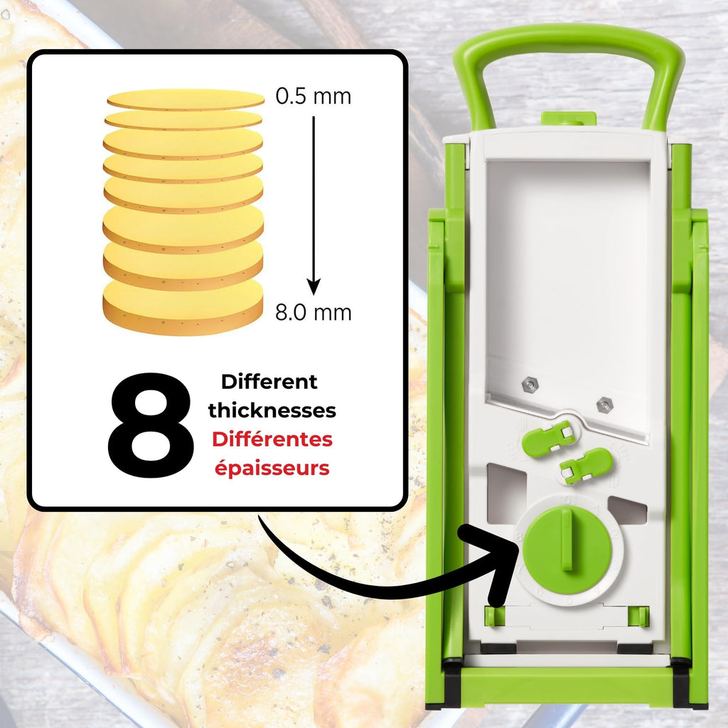 Starfrit Super Pump’N’Slice, Safe Vertical Mandoline, Oversized Feeder, Vegetable Slicer, Chopper, Adjustable Thickness