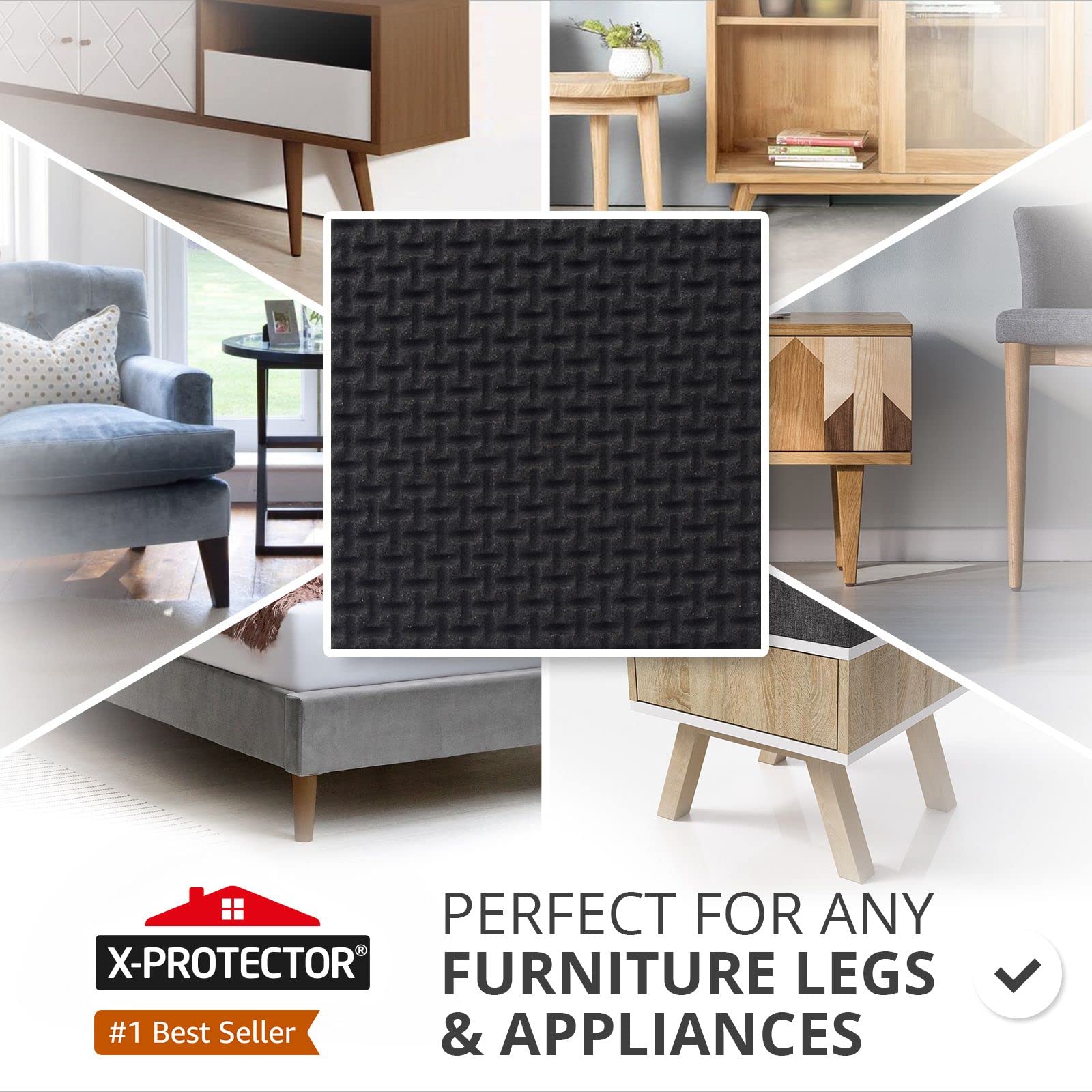 Non Slip Pads X-PROTECTOR Great Pack (36-Pack) 16 pcs 2" + 12 pcs 3" + 8 pcs 4" Furniture Pads! Best Furniture Grippers - Rubber Feet - Floor Protectors - Non Skid Pads for Keep in Place Furniture