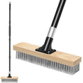 TidyBliss Stainless Steel Wire Scrub Brush with Long Handle, Heavy Duty Stiff Metal Broom Scrubber, Outdoor Moss Removal for Concrete Floor, Deck, Garden, Patio, Roof, Brick, Garage, Swimming Pool
