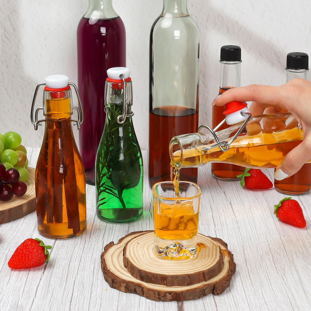 5 oz Flip Top Glass Sauce & Liquor Bottles - 150 ml Glass Spirit Bottles, Clear Small Bottle for Kitchen, Home Brewing Wine&Juicing Containers for Bordeaux Wine, Beverage [10 Pack]