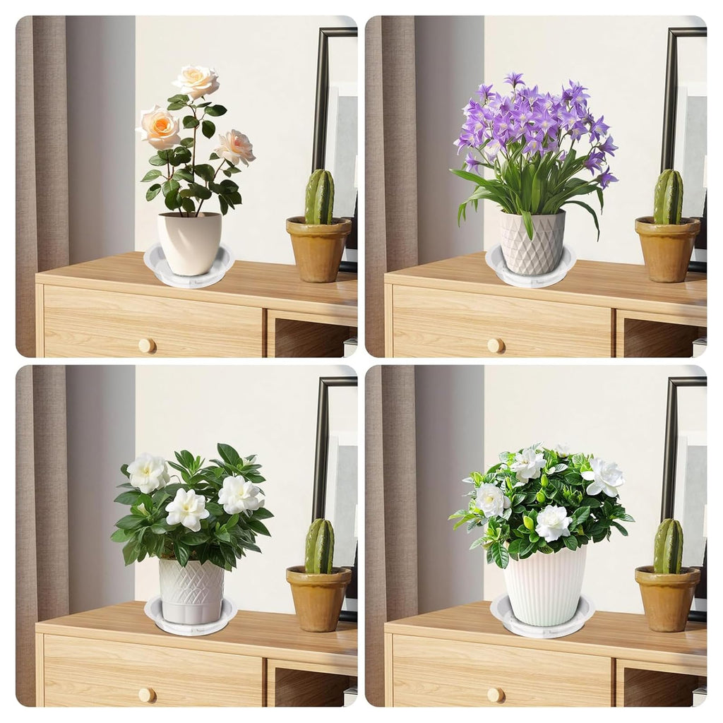 Voittozege 50 Pcs Clear Plant Saucers, 6 Inch Clear Plastic Plant Pot Saucer Flower Water Tray, Round Small Plant Plate for Garden Potted Water Drips Indoor and Outdoor