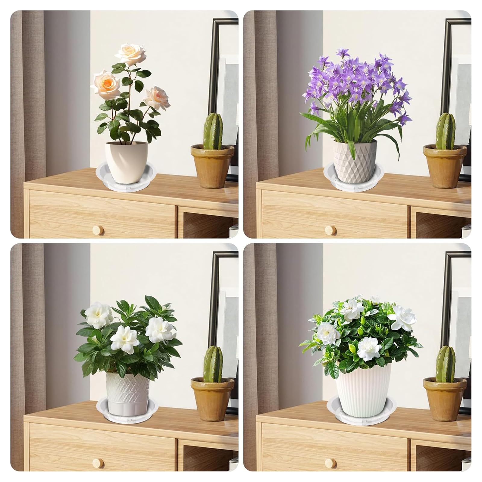 Voittozege 50 Pcs Clear Plant Saucers, 6 Inch Clear Plastic Plant Pot Saucer Flower Water Tray, Round Small Plant Plate for Garden Potted Water Drips Indoor and Outdoor