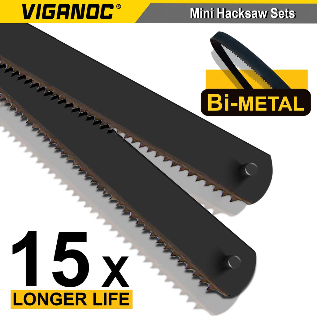 Viganoc 6-inch Mini Hacksaw and Miter Block Set - 150 mm Cutting Hand Saw with 5Pc Bi-Metal Blades