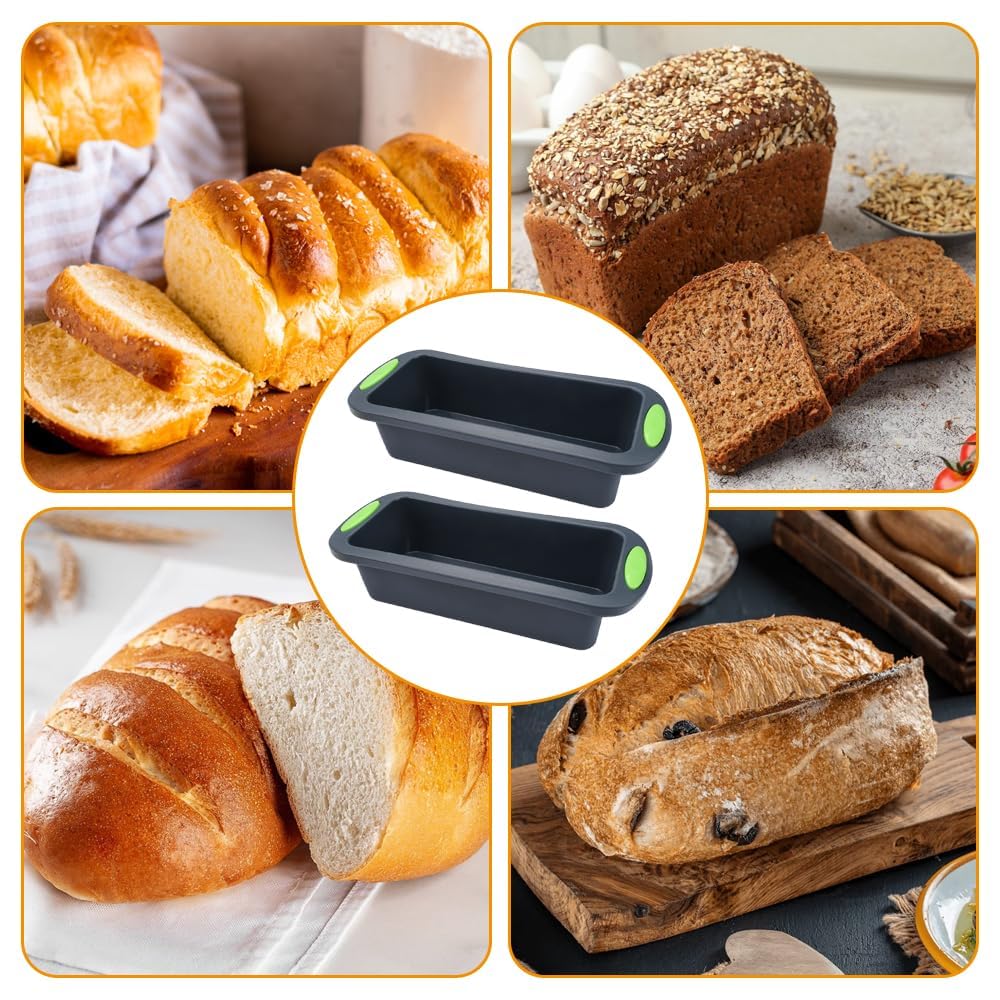 Pack of 2 Silicone Bread Loaf Pans, 28 x 12 x 6.5 cm Bread Baking Moulds, Non-Stick Bread Pans for Baking, BPA-Free, Cake Mould, Silicone Baking Mould for Cakes and Breads, Dark Grey