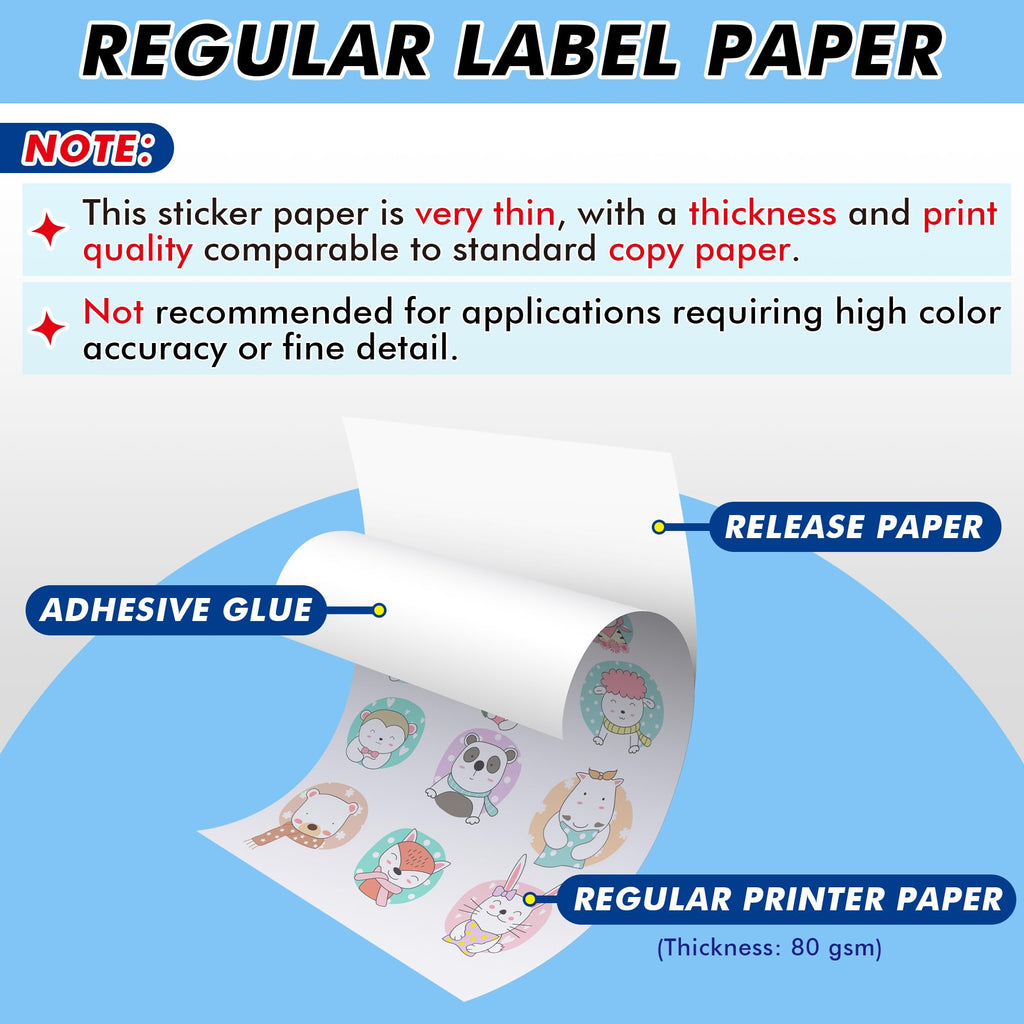 Koala Sticker Paper, Matte White, 100 Sheets 8.5x11 Inch Printable Full Sheet Label Paper for Inkjet Printers