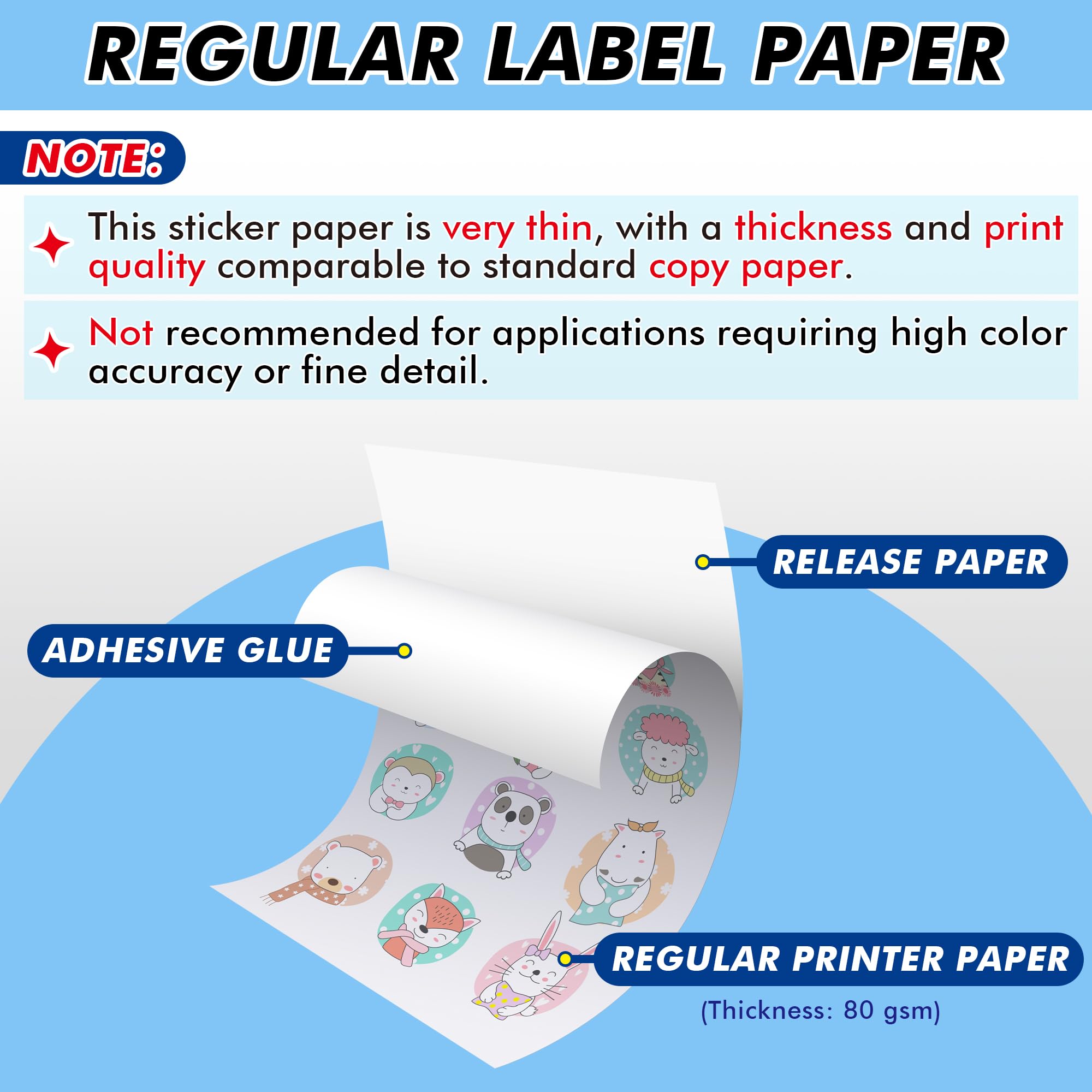 Koala Sticker Paper, Matte White, 100 Sheets 8.5x11 Inch Printable Full Sheet Label Paper for Inkjet Printers