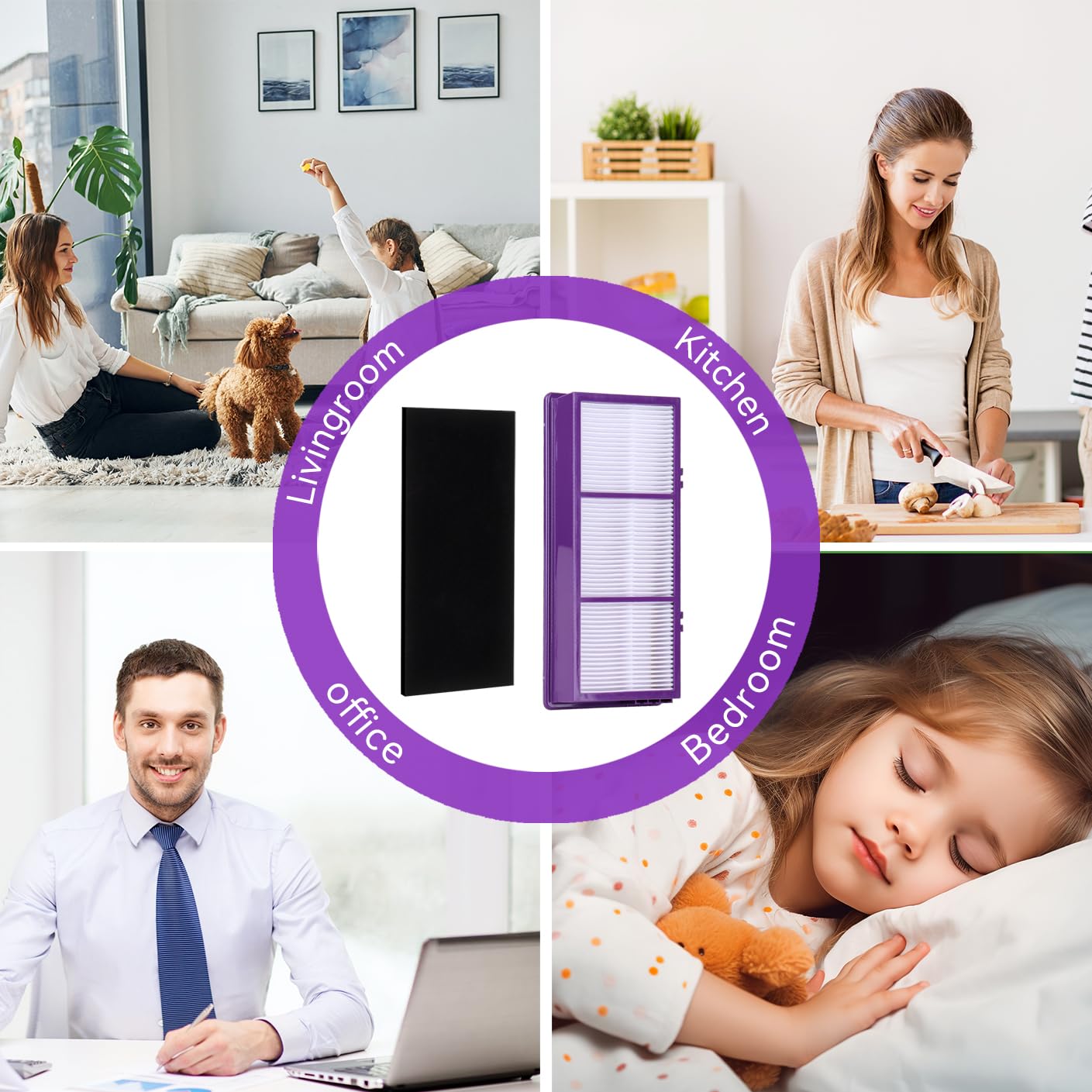 HAPF300AP Filter Compatible with Holmes AER1 HAPF300AP-U4 and Bionaire Air Filters: 3 HEPA + 9 Carbon Booster Filters £¨Purple)