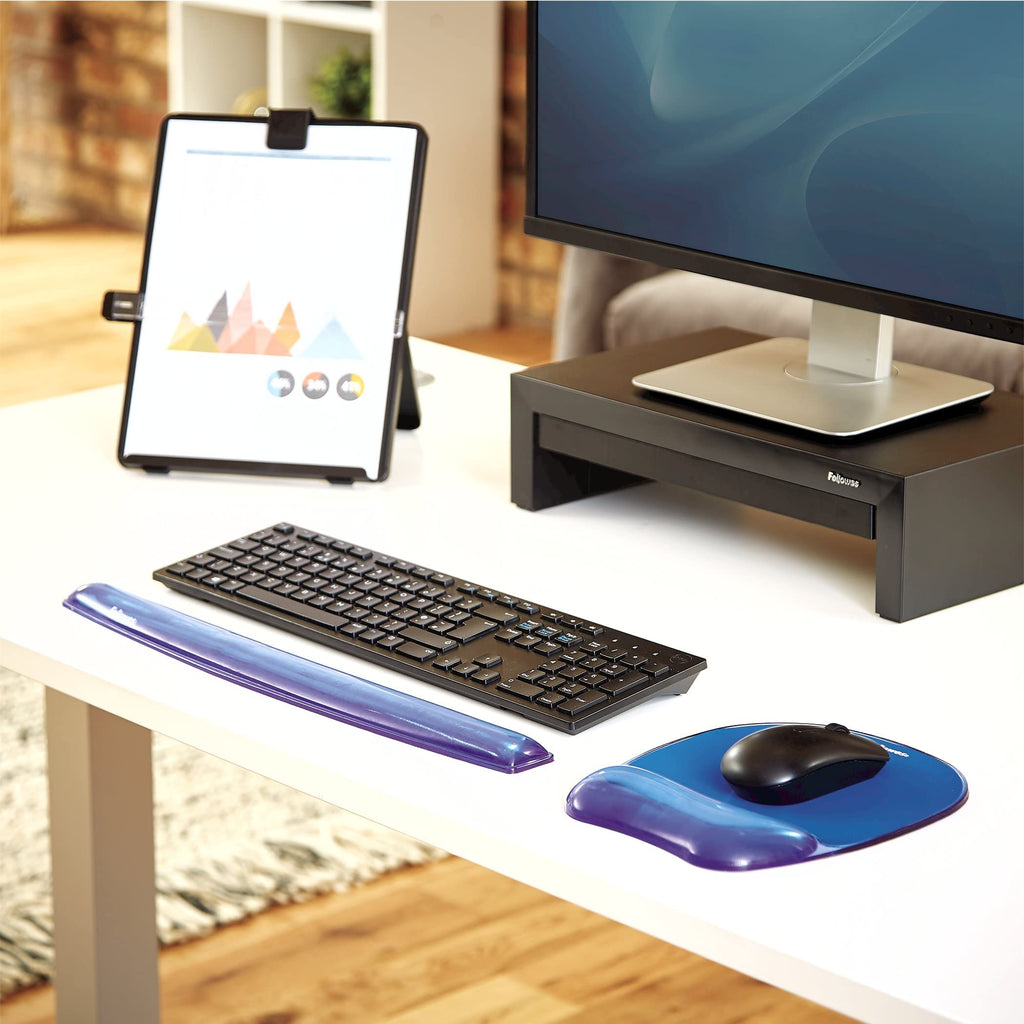 Fellowes 91141 Gel Crystal Mousepad/Wrist Rest (Blue)