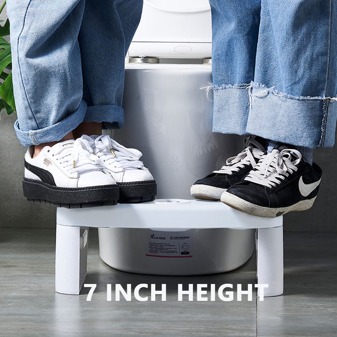 Folding Toilet Stool, Potty Step Stool, Bathroom, Foldable Poop Stool Poop Stool | Bathroom Accessories for All Ages | Sitting Posture Foot Stool, White
