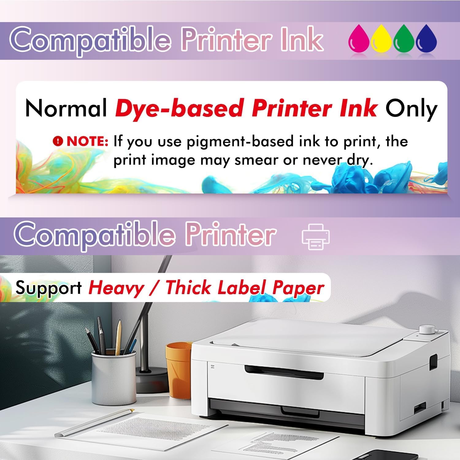 Koala Printable Vinyl Sticker Paper for Inkjet Printer - 50 Sheets White Glossy Sticker Paper, Waterproof Sticker Printer Paper 8.5x11 Inch, Tear-Resistant, Removable
