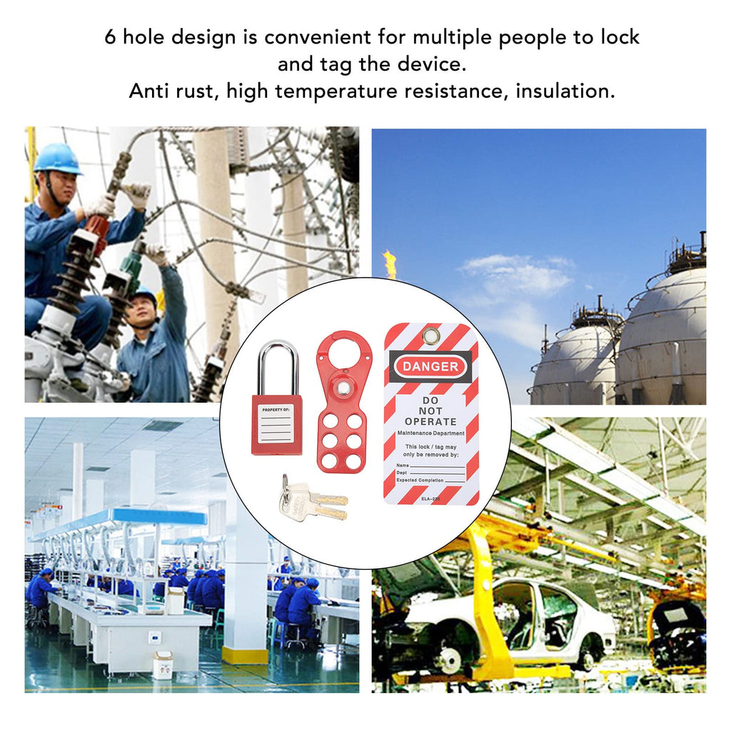 Lockout Tagout Kit with High Performance Chrome Plated Reusable Safety Hasp Padlock Loto Tag Keys Tamper Proof for Industrial Equipment(1in/25mm Shackle)