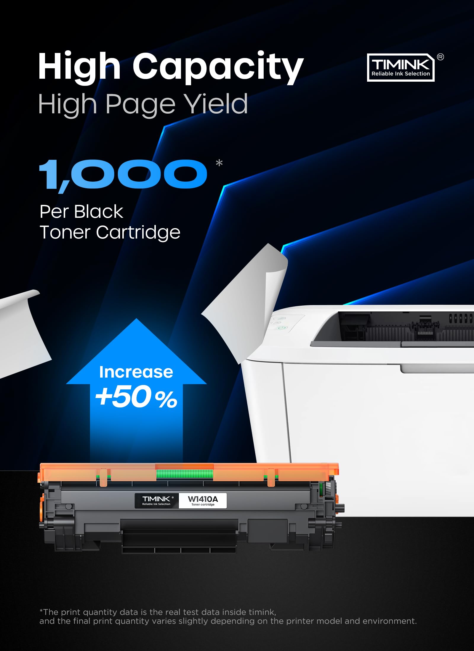 Timink 141A Toner Cartridge with Chip, High Yield Replacement for HP 141A W1410A 141X W1410X Black Toner Cartridge, Compatible with LaserJet Pro M110w MFP M139w M140w Printers (1 Black)