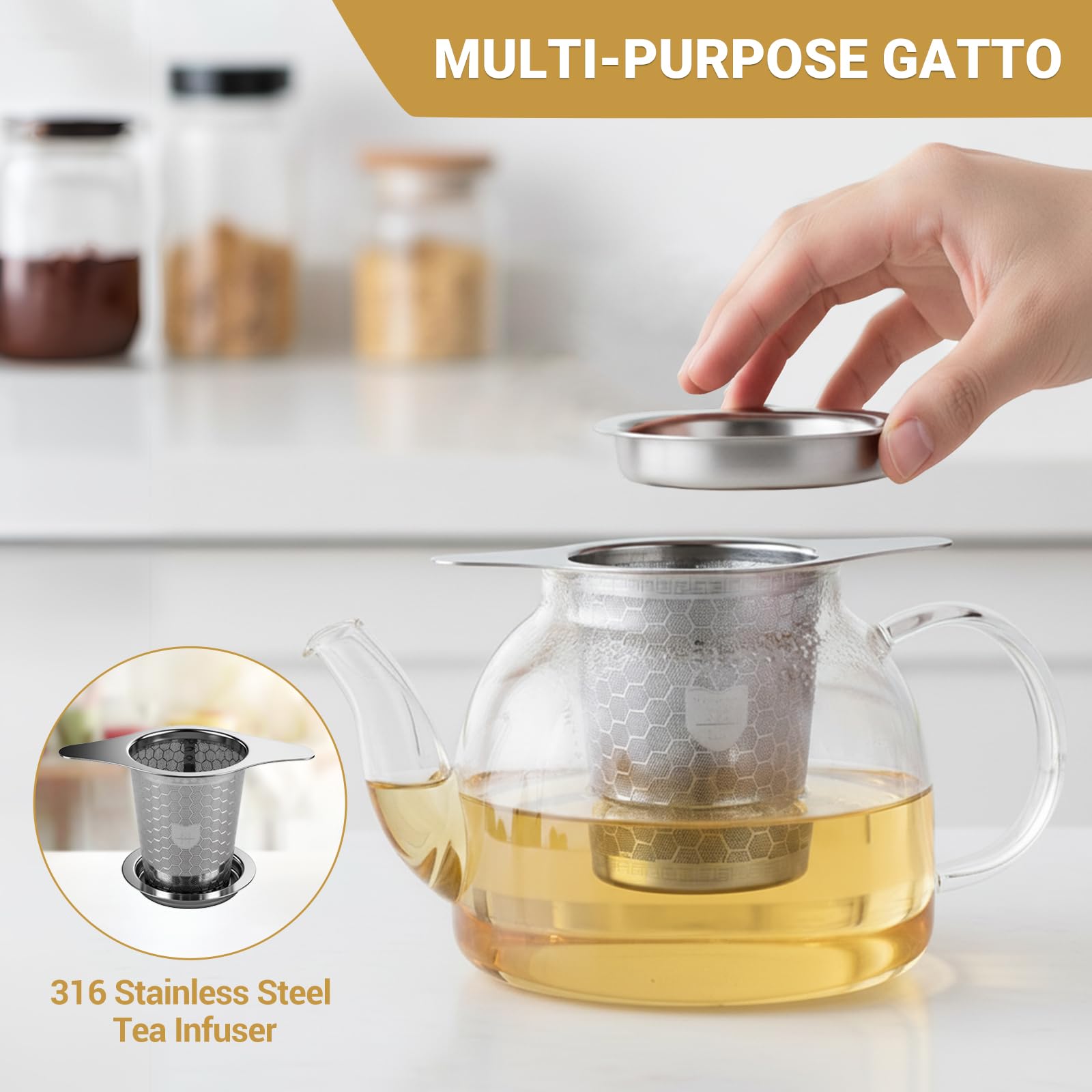 316 Stainless Steel Tea Infuser - 2 Pack, Extra Fine Mesh Strainer with Wide Rim Handles for Hanging on Teapots or Cups to Steep Loose Leaf Tea and Coffee