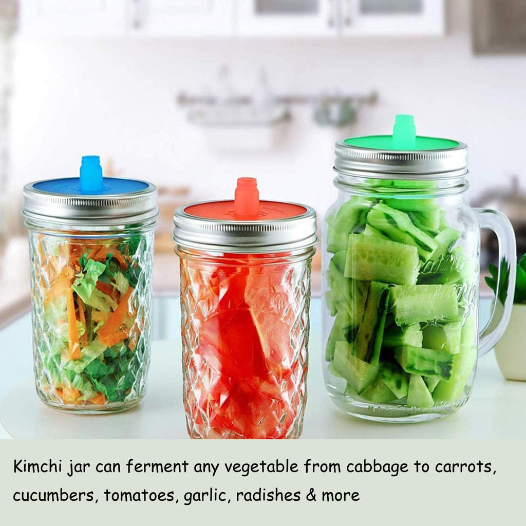 LinamHoz 8pcs Silicone Fermenting Lids, Jars Not Included, Pickle Pipes Silicone Mason Jar Fermentation Lid Mason Jar Cover for Kitchen Sauerkraut Kimchi Cellar