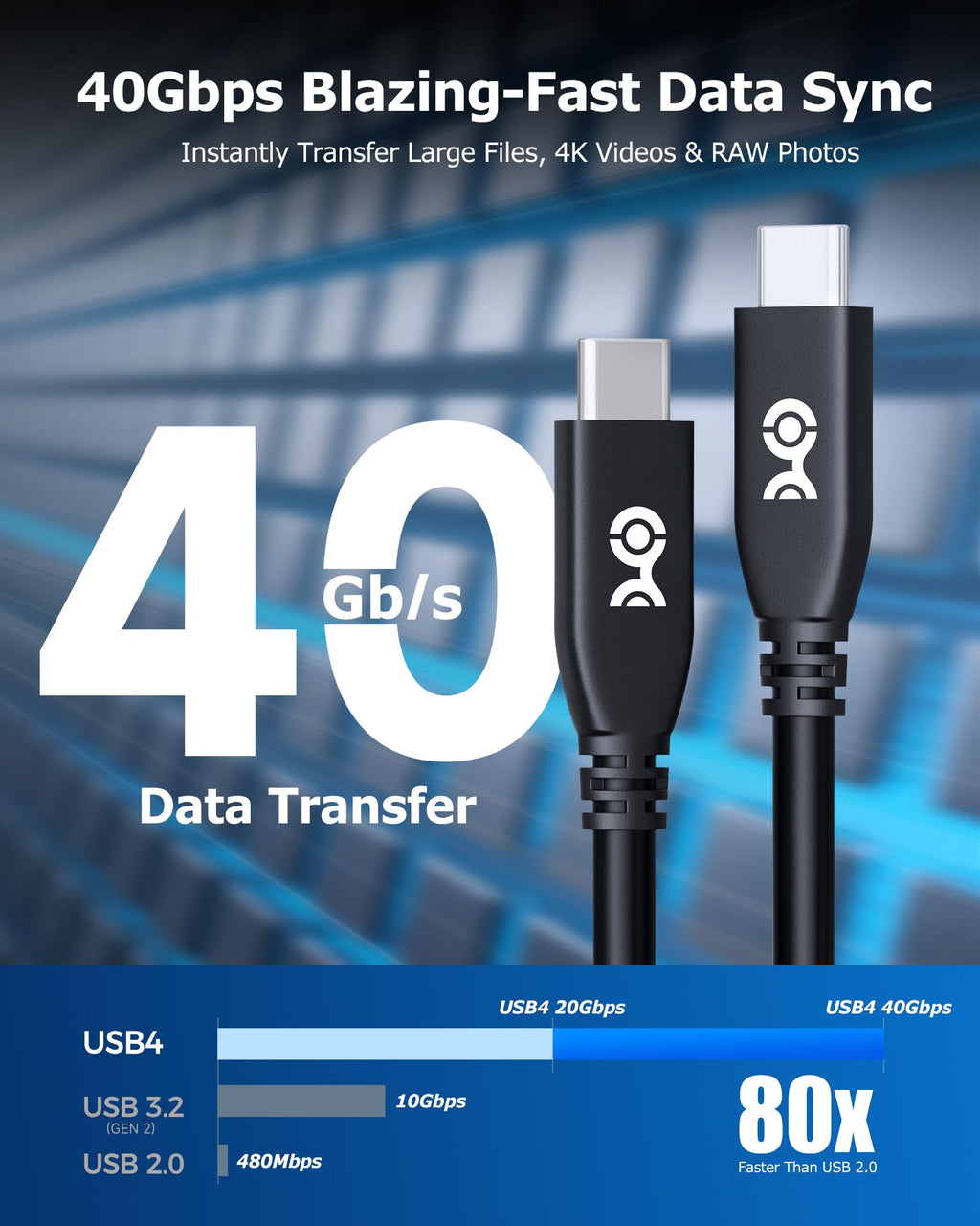 Cable Matters 40Gbps USB 4 Cable 6.6 ft / 2m with 8K Video & 240W Charging, USB4 Cable/USB C Display Cable with PD 3.1 Compatible with Thunderbolt 4, MacBook, XPS, Surface Pro