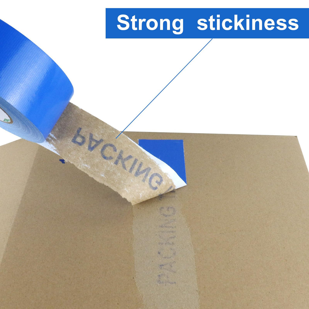 BOMEI PACK Blue Duct Tape Waterproof, Strong Tape Grips 2Rolls 9Mil x1.88inch x 30yds, Residue Free for Crafts and Repair