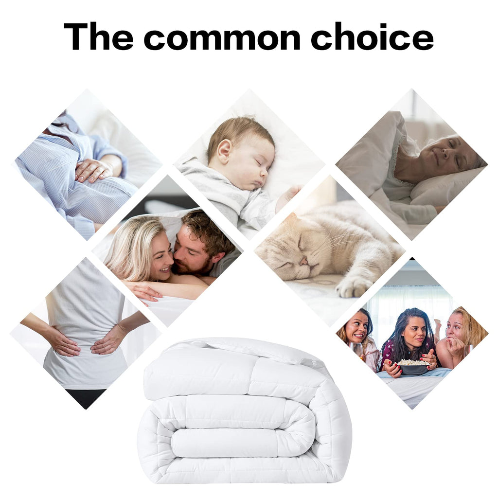 All Season Queen Size Comforter -Soft Quilted Down Alternative Breathable Duvet Insert with Corner Tabs - Luxury Hotel Collection-Reversible Fluffy Washable(88 by 88 inches,White)