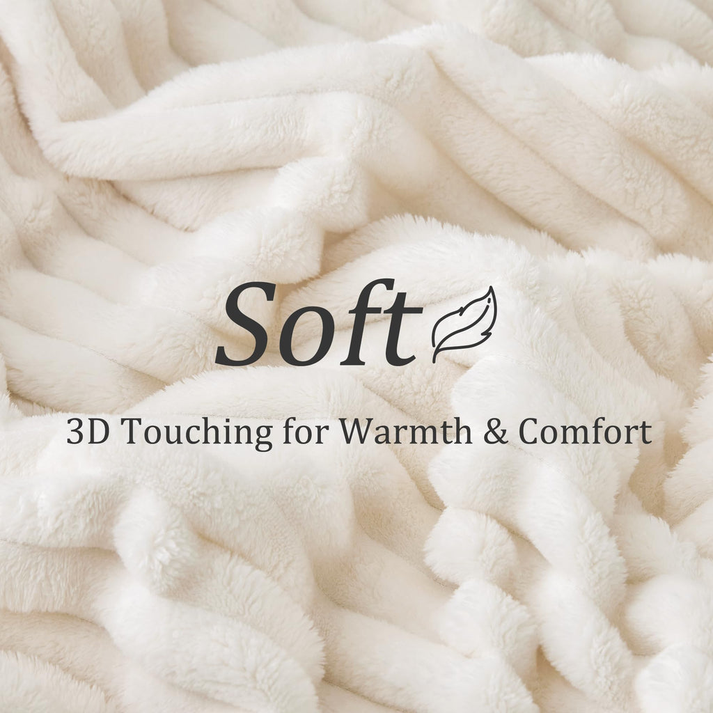 BEDELITE Fuzzy Twin Blanket for Bed - Cream White Fluffy Cozy Soft Plush Warm Fleece Blankets for Winter, Bedroom Valentine's Day Decor Gifts for Him Her