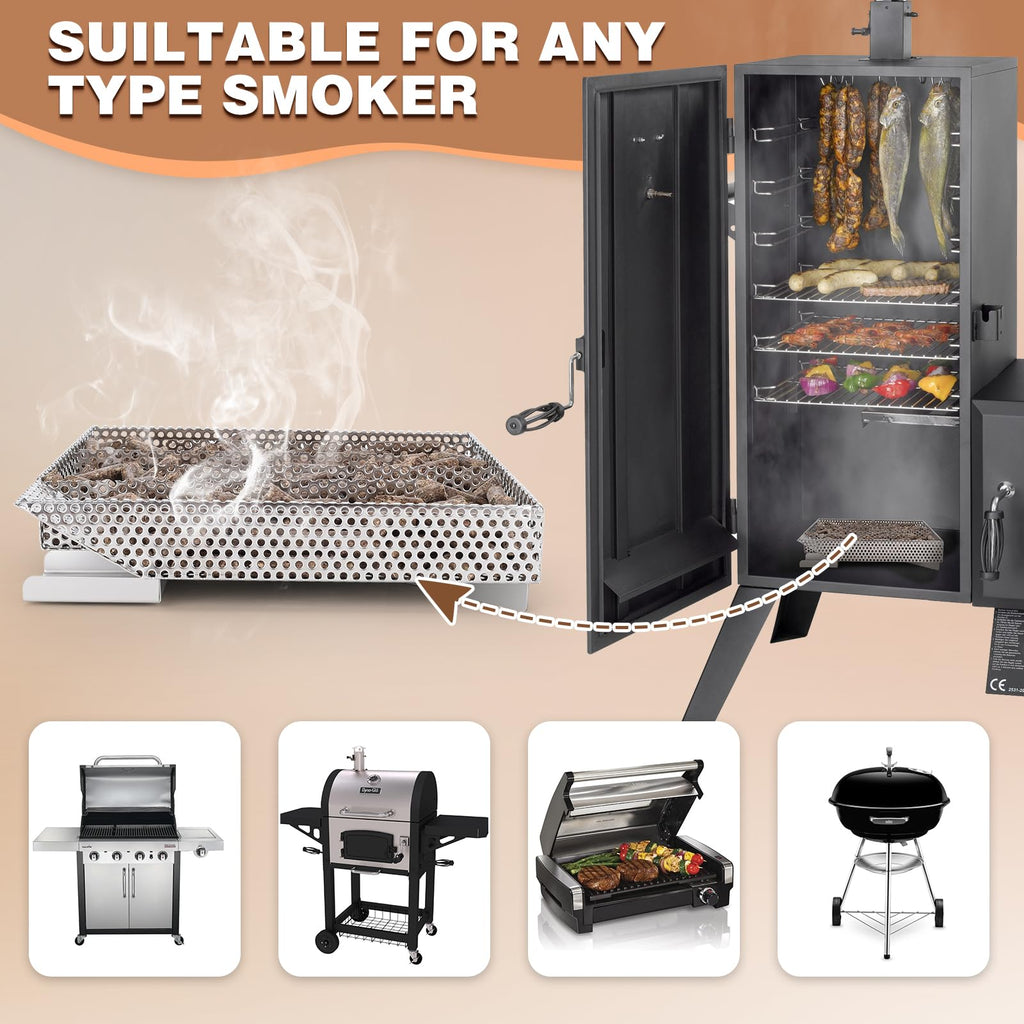 WADEO Newly Upgraded Pellet Smoker, Cold Smoke Generator for BBQ Grill Hot or Cold Smoking, Ideal for Smoking Meat, Fish, Cheese, Square