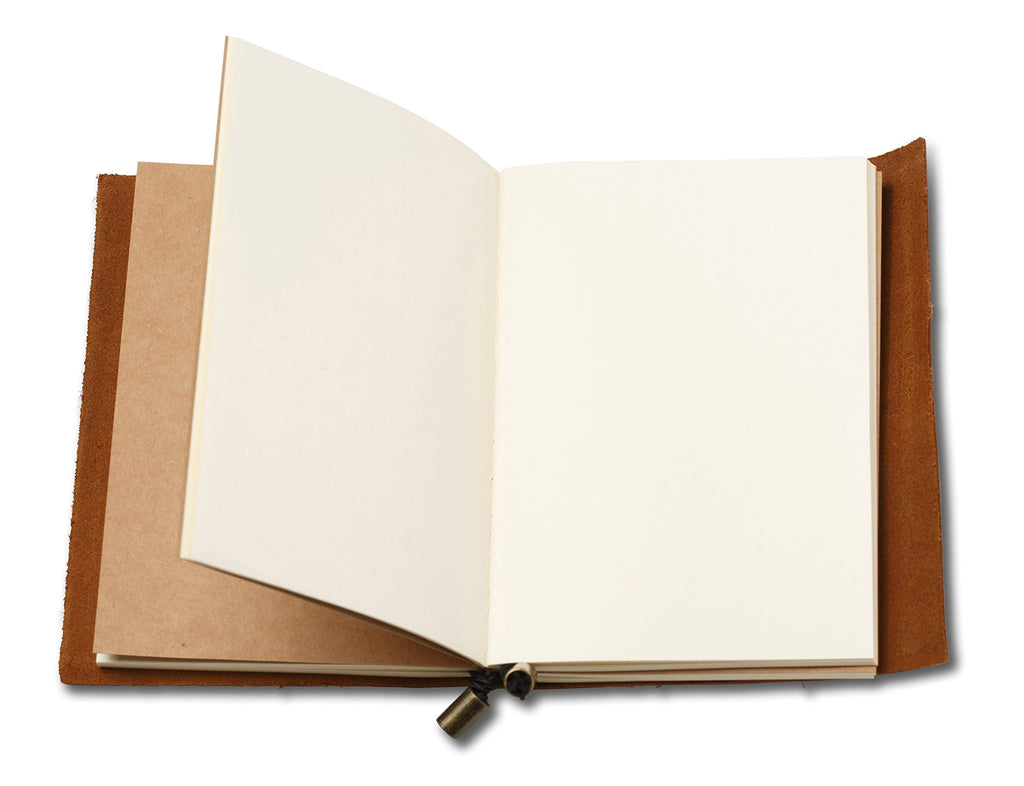 Wanderings A5 Travelers Notebook – Refillable Genuine Leather Journal – 4.5" x 6" (11.5 x 15.5cm) – Handcrafted Crazy Horse Leather – 100 GSM Blank Inserts – Travel Journal