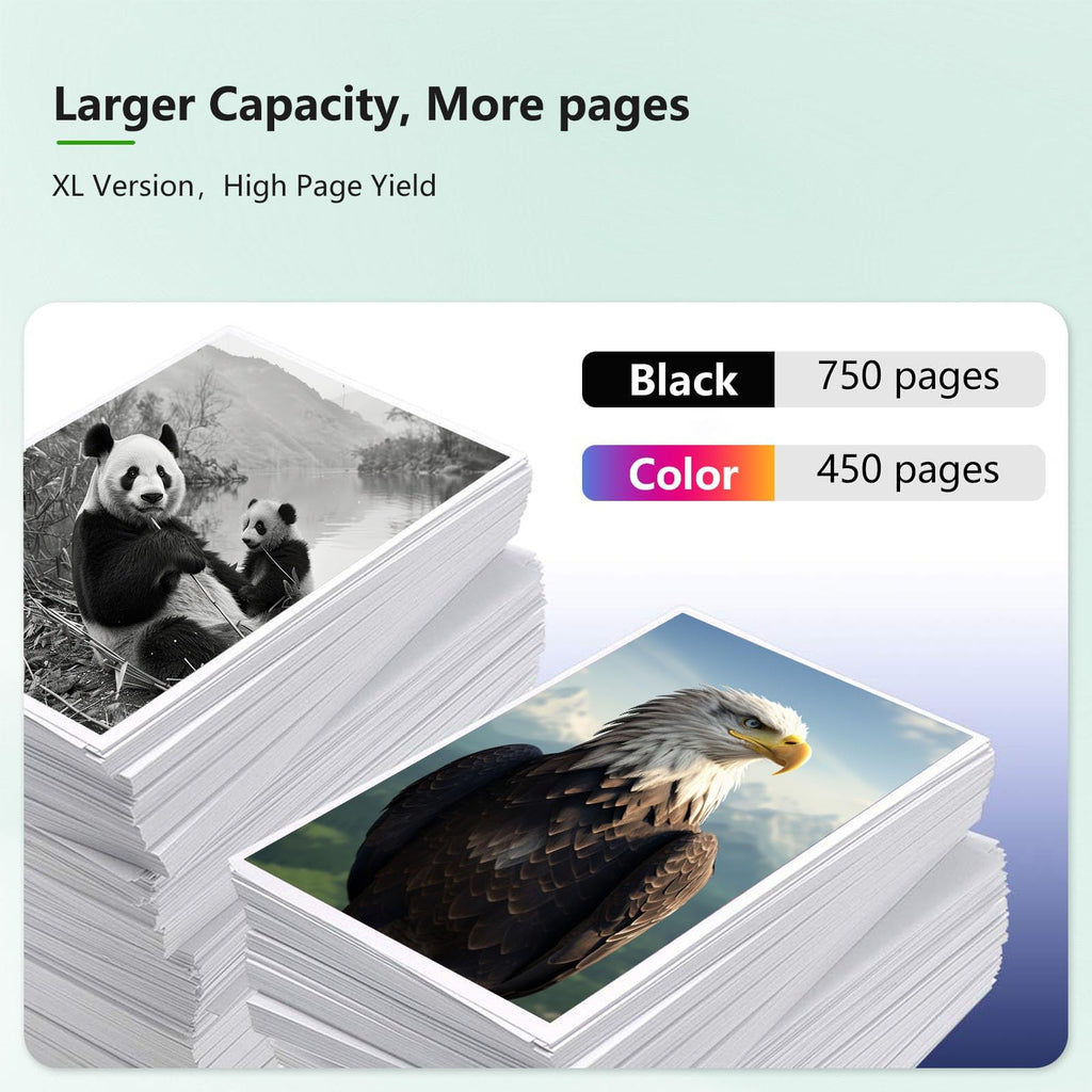 65XL Ink Cartridges Replacement for HP 65 Ink Cartridges (Black/Color) Work with DeskJet 3750 3752 3755 3758 2652 2655 Envy 5055 5052 Printer, 2-Pack