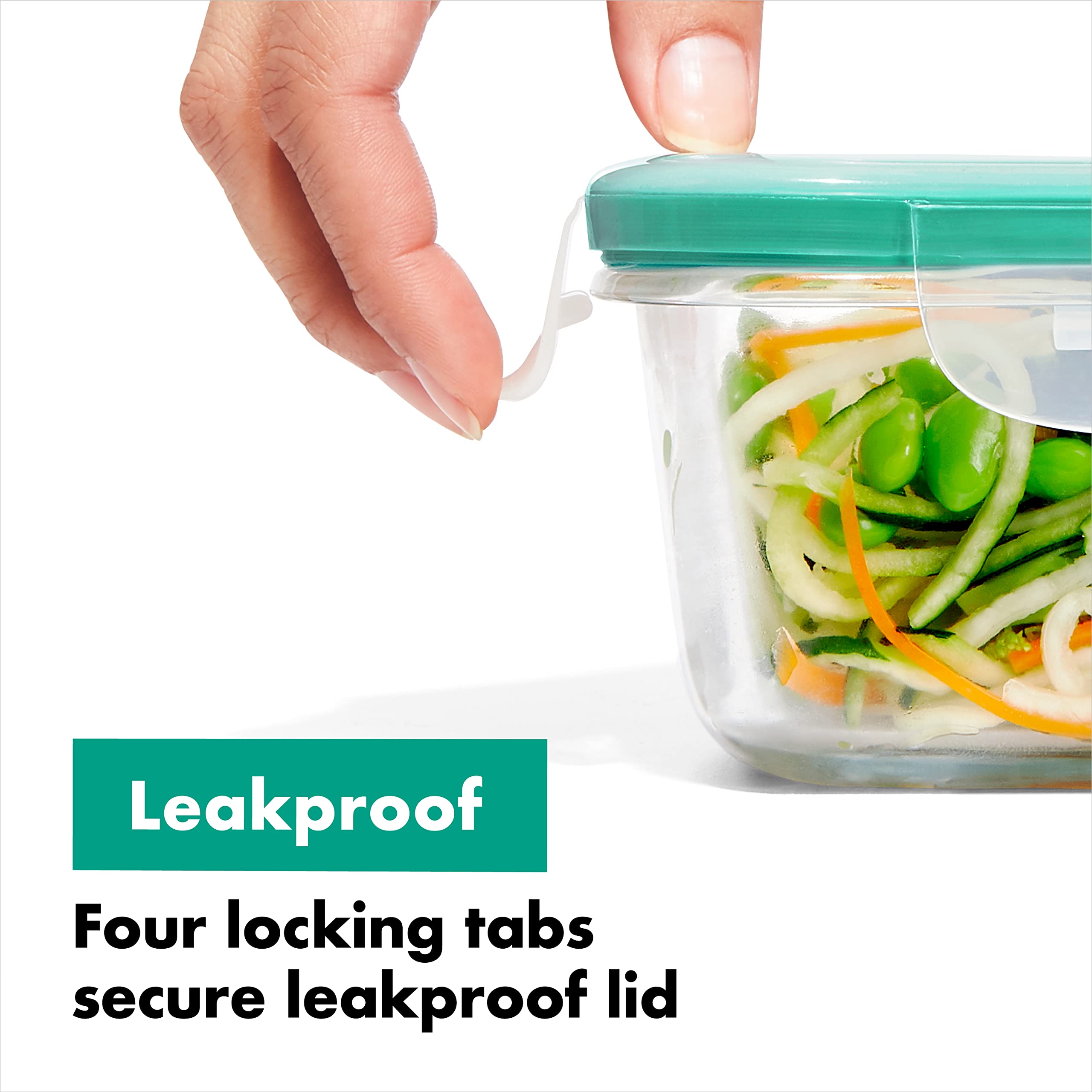 OXO Good Grips 3.5 Cup SNAP Leak Proof Glass Rectangle Food Storage Container, Clear