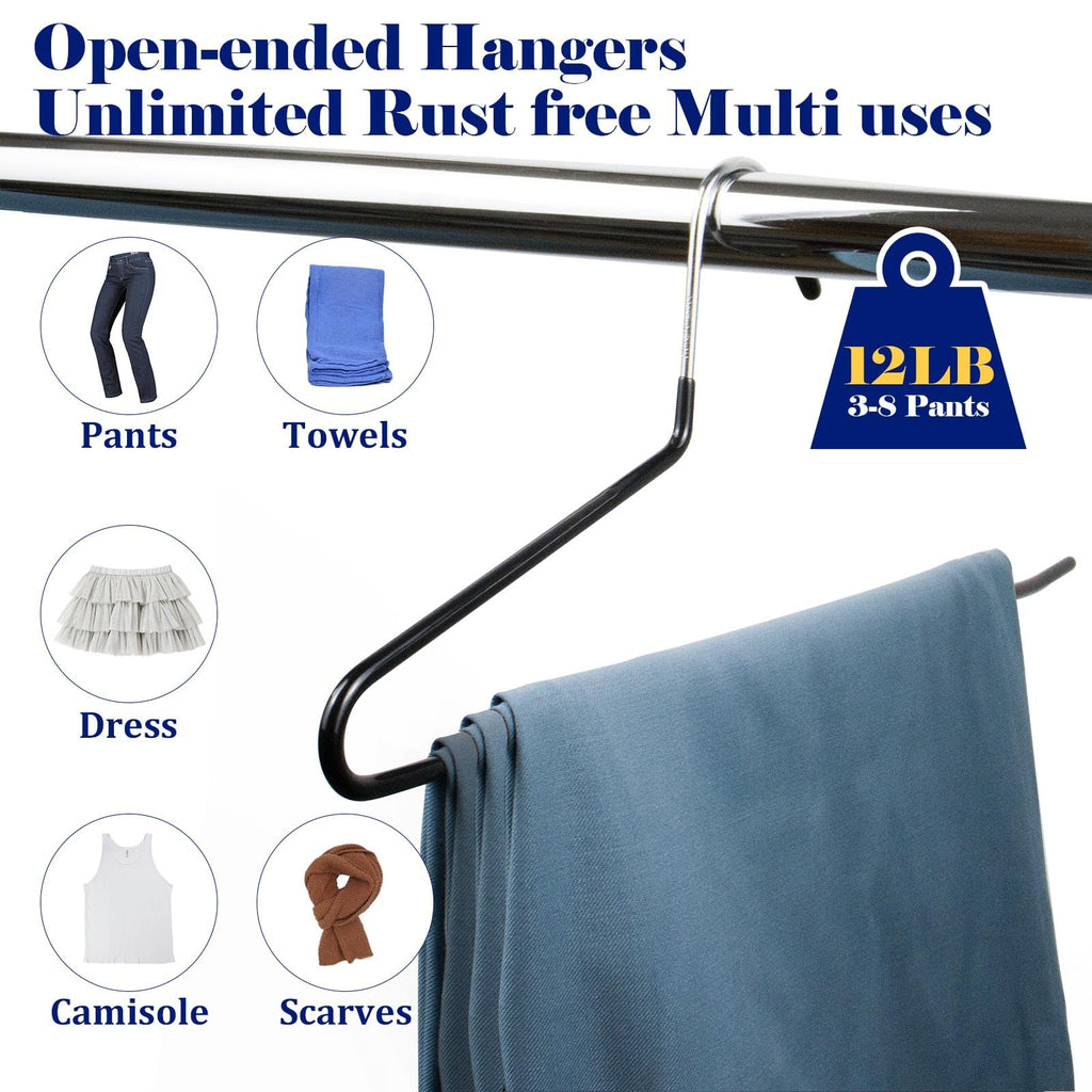 GZQXHOME Pants Hangers 30 Pack Non Slip,Trouser/Blanket/Jeans Hangers for Closet Space Saving,Metal Pant Hangers Strong Durable (Black)