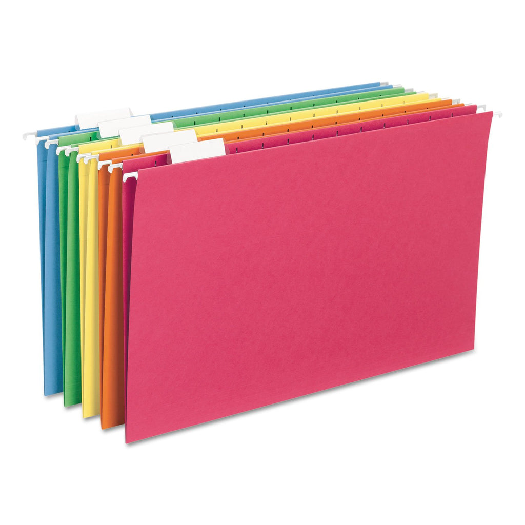 Smead Hanging File Folders, 25-Pack, Legal Size, 1/5-Cut Repositionable Tabs, Assorted Colours, Blue Green Yellow Orange Red, Colour-Coded Filing for Home Office, School and Business