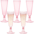 Hedume 70 Pack Pink Champagne Flutes, 5oz Disposable Plastic Wine Glasses, 2-Piece Disposable Champagne Glasses for Celebration, Wedding, Party, Valentine's Day, Mother's Day