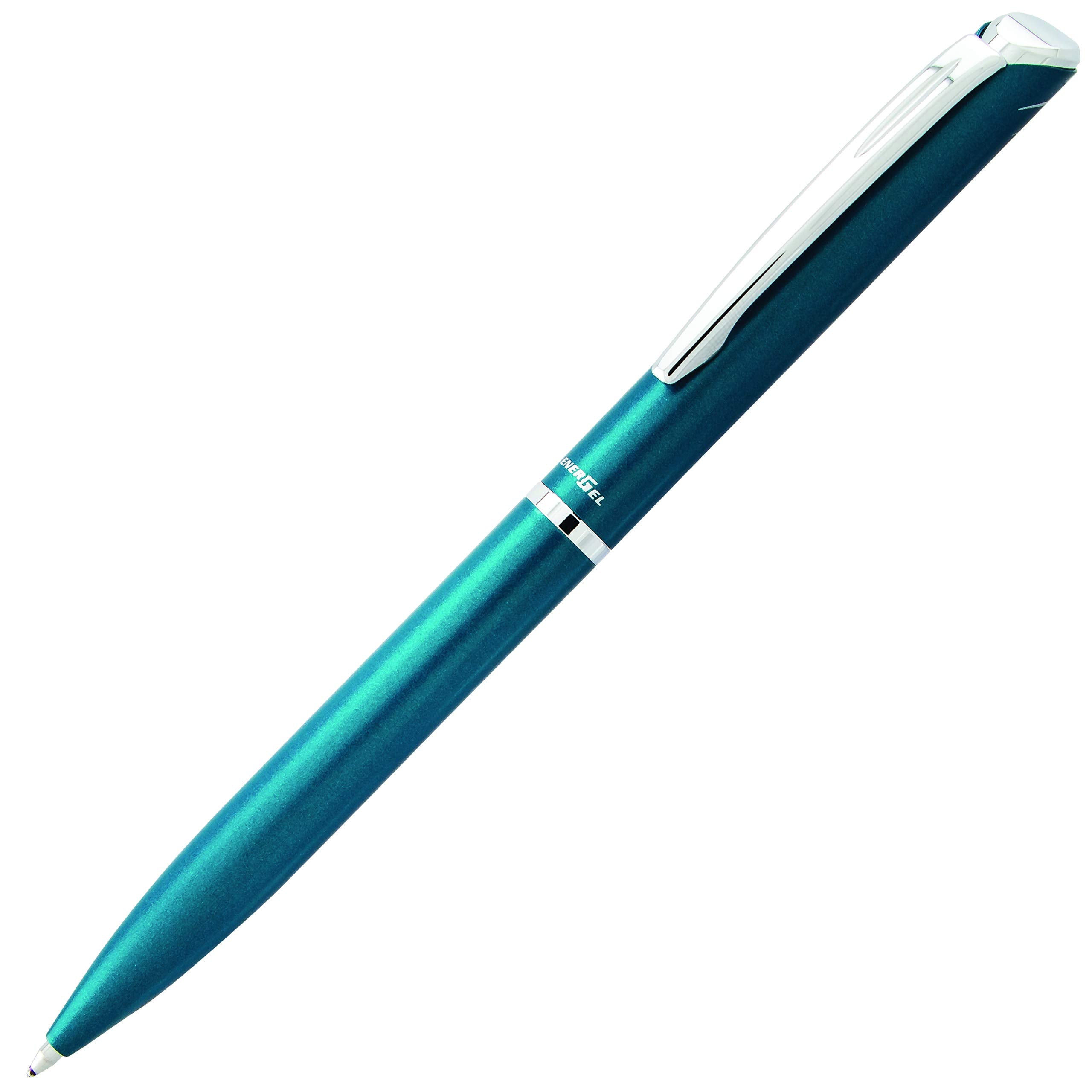 Pentel EnerGel Liquid Gel Retractable Rollerball Pen, Sky Blue Metal Barrel, Gift, Everyday Writing, Office Supplies, Black Ink, 0.7mm Medium Point, BL2007S-AE1, 1 Each Includes Gift Box