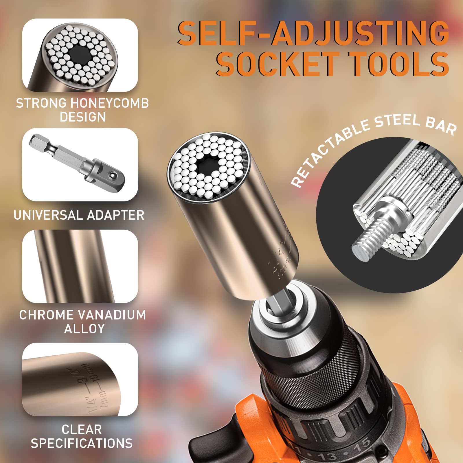 BIIB Gifts for Men Super Universal Socket Tools, Birthday Mens Gifts for Men Dad Him Husband Boyfriend, Dad Gift for Who Have Everything, Fathers Day Gift, Cool Gadgets Tools for Mens