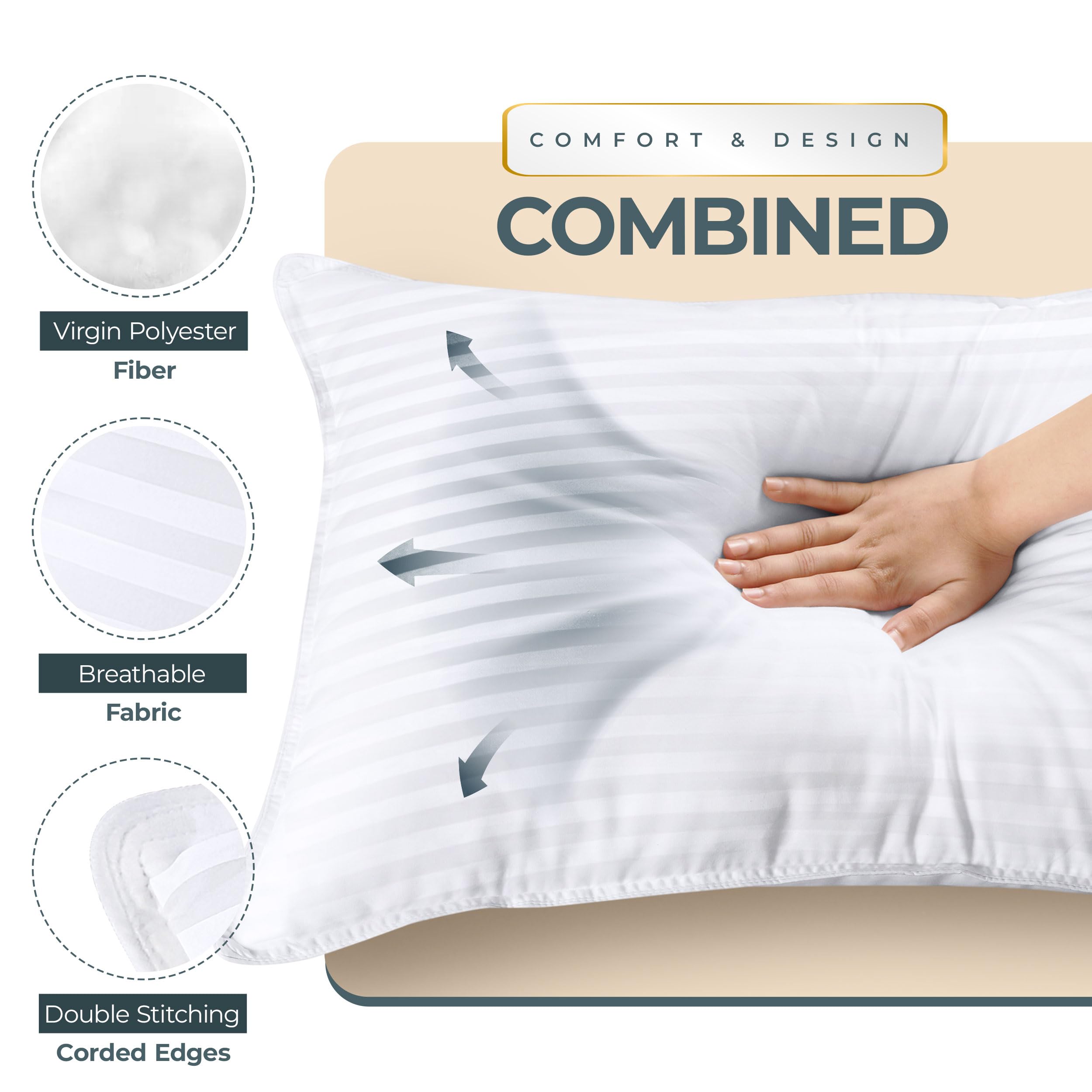 Utopia Bedding Bed Pillows for Sleeping Queen Size, Set of 2, Cooling Hotel Quality, for Back, Stomach or Side Sleepers