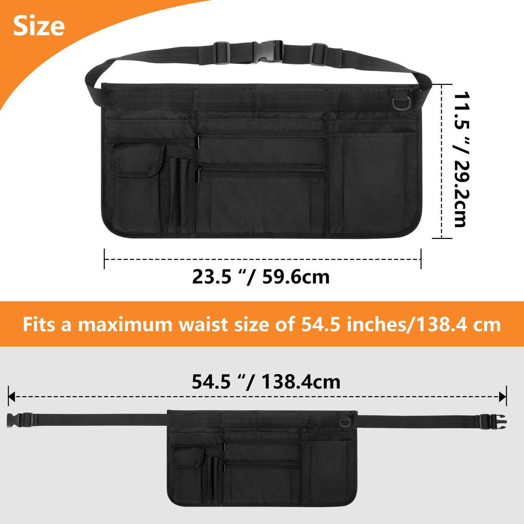 Rexmica Waitress Apron Server Apron with Multiple Pockets, Half Apron with Adjustable Belt for Waitress, Waiter, Women Men Server, Waist Apron for Restaurant, Bistro, Kitchen, Black