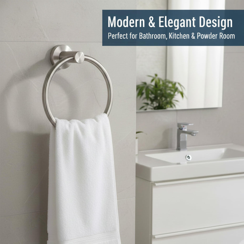 Towel Ring Brushed Nickel, Bath Hand Towel Ring Stainless Steel Round Towel Holder for Bathroom