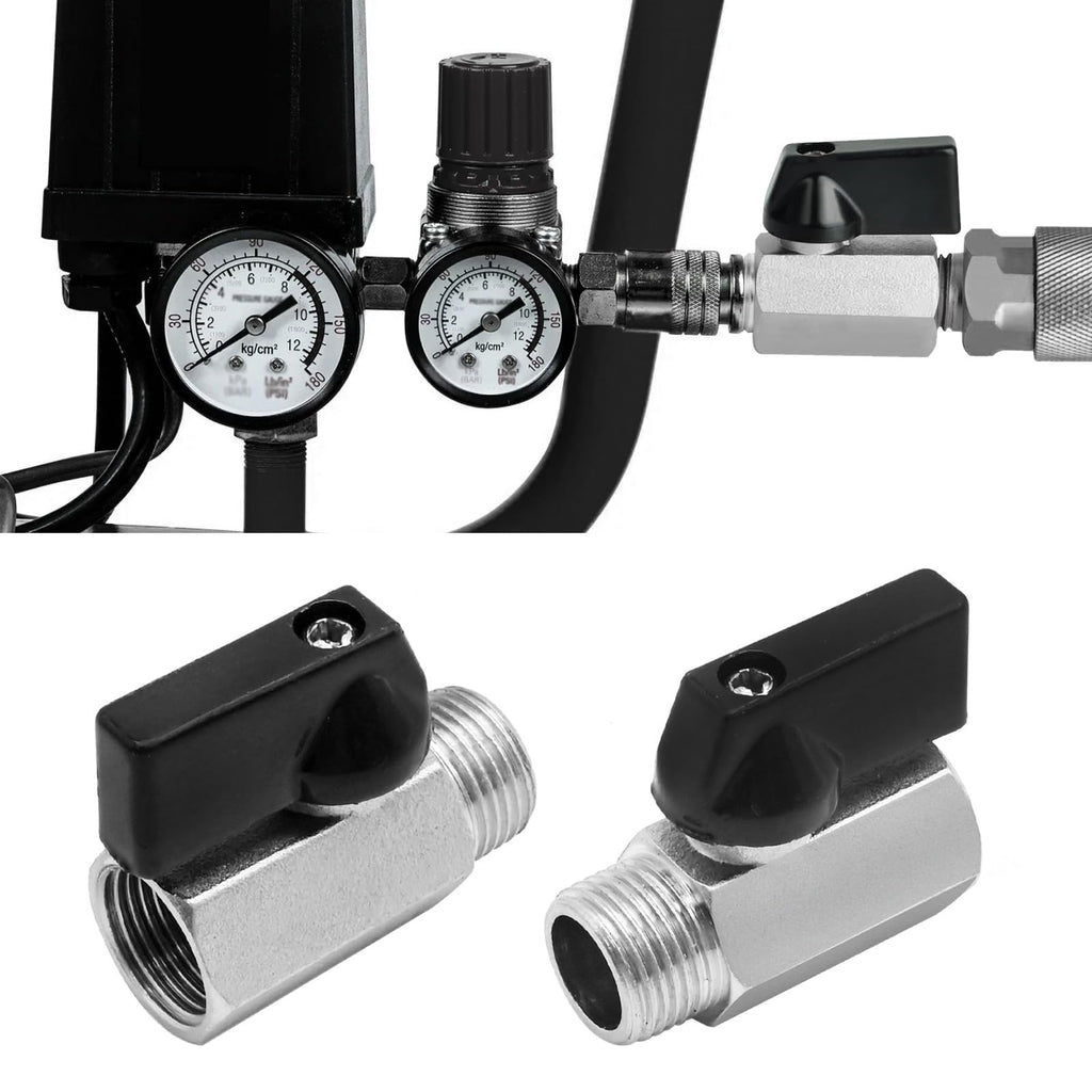 SYOWADA Brass Mini Ball Valve, 1/2” NPT Female x 1/2” NPT Male Shut-Off Valve 2Pcs