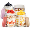Overnight Oats Jars, Thyme Space 4 pack 500ml/16 oz Overnight Oatmeal Container with Lid for Homemade Yogurt Oatmeal Salad Jam Pudding