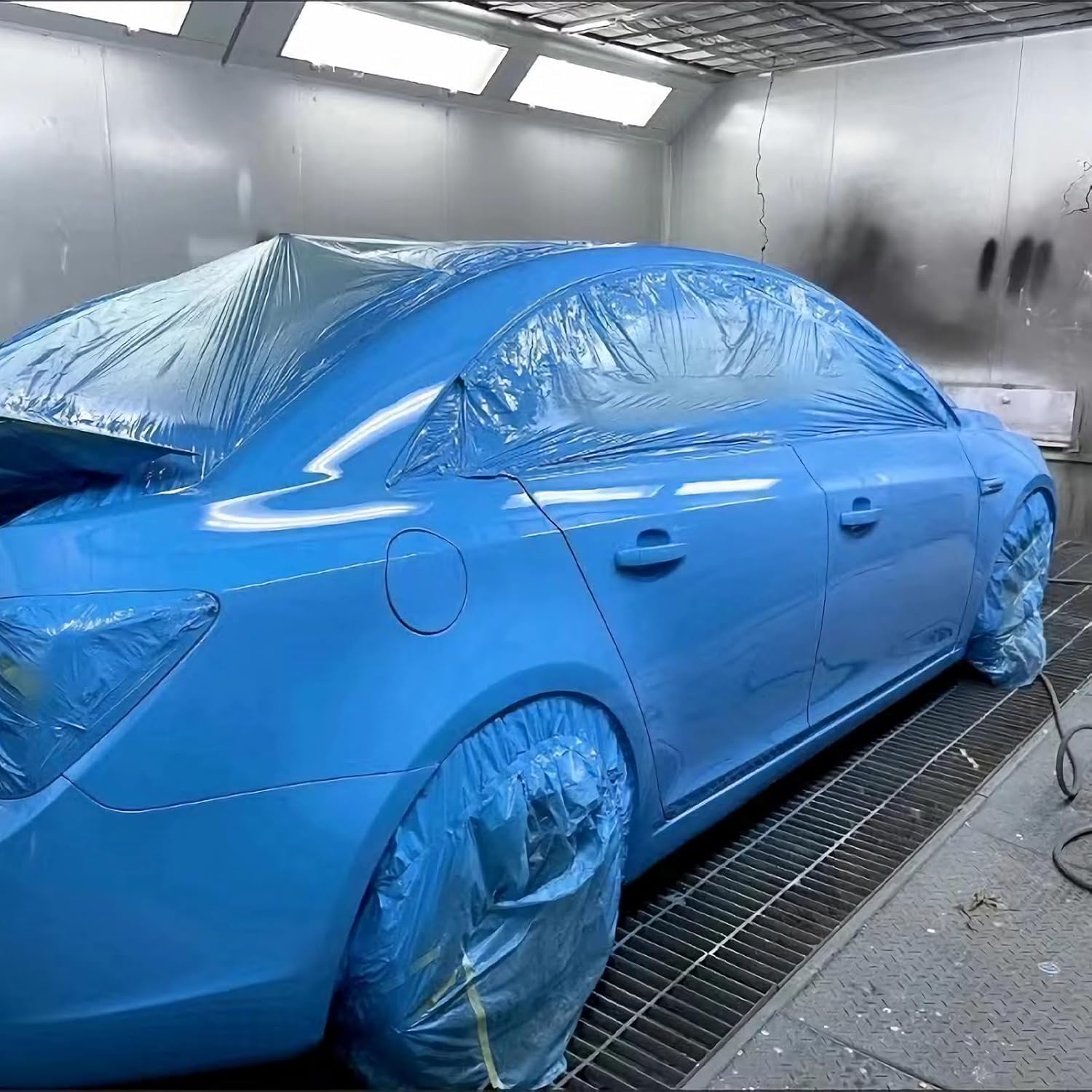 Pre-Taped Masking Film for Painting - 60" x 66' Painters Plastic Sheeting with Automotive Paint Tape and Drape for Covering Cars, Walls, Windows and Furniture Protection (3 Rolls)