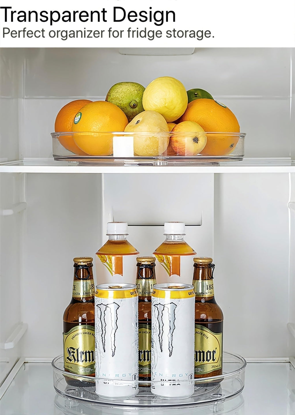 2 Pack Large Lazy Susan Rotating Turntable Organizer - for Kitchen/Bathroom, Pantry, Cabinet, Fridge, Countertop, Vanity - Clear Spinning Food Storage Container for Spices, Condiments, 10.6 Inches